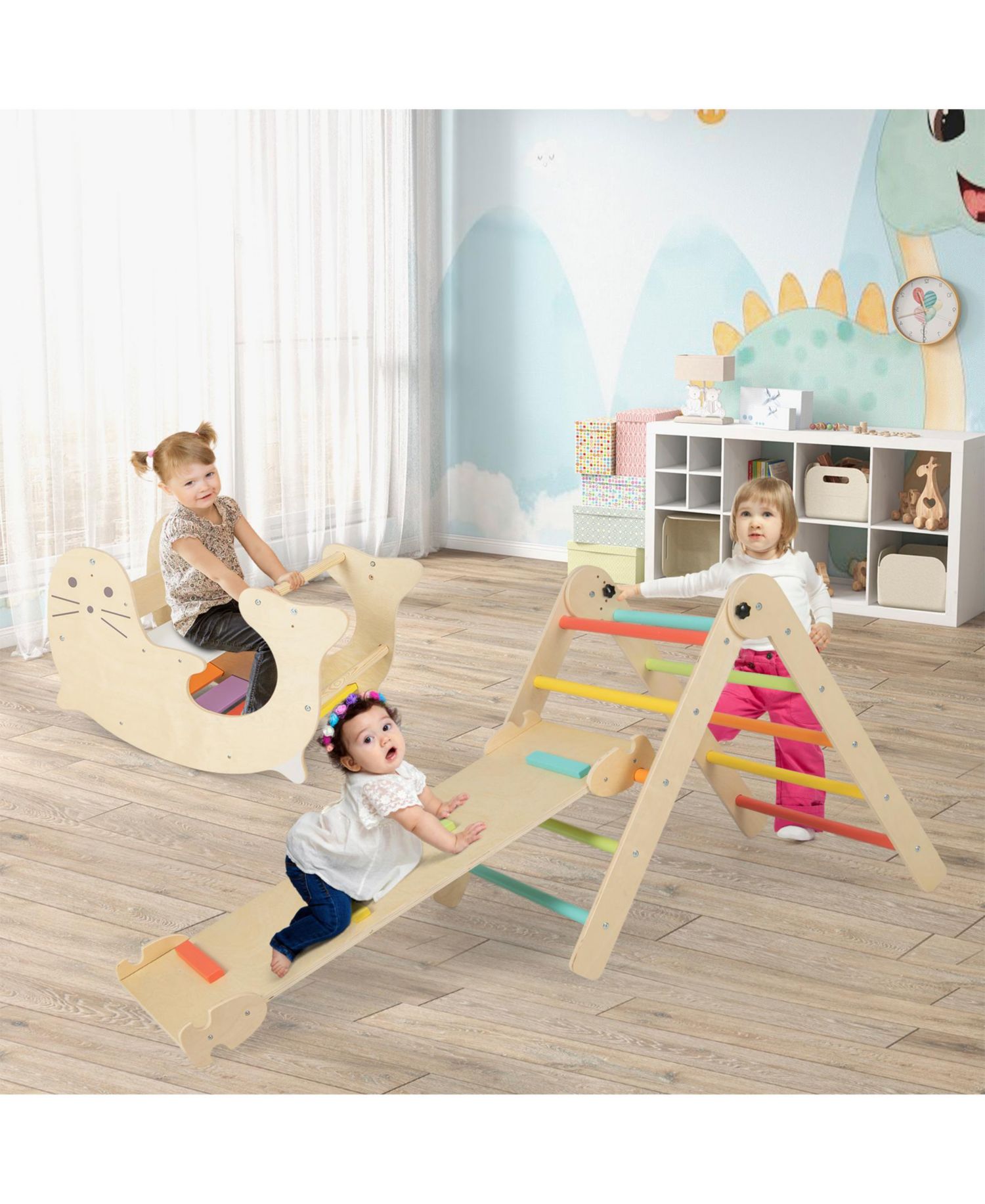 7-in-1 Height-Adjustable Indoor Climbing Toys with Reversible Ramp, 7-Piece Set