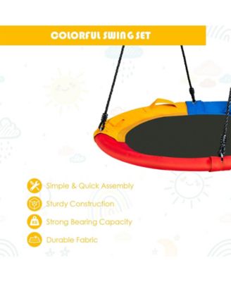 Saucer Tree Outdoor Round Platform Swing with Pillow and Handle-Multicolor