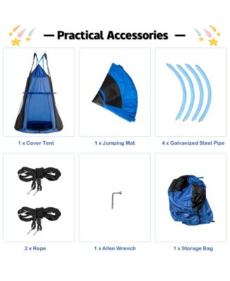 2-in-1 40 Inch Kids Hanging Chair Detachable Swing Tent Set-Blue