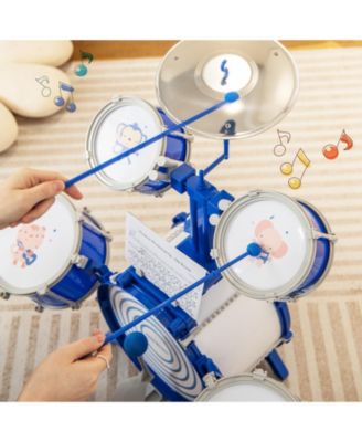 Kids Drum Set Educational Percussion Musical Instrument Toy with Bass Drum