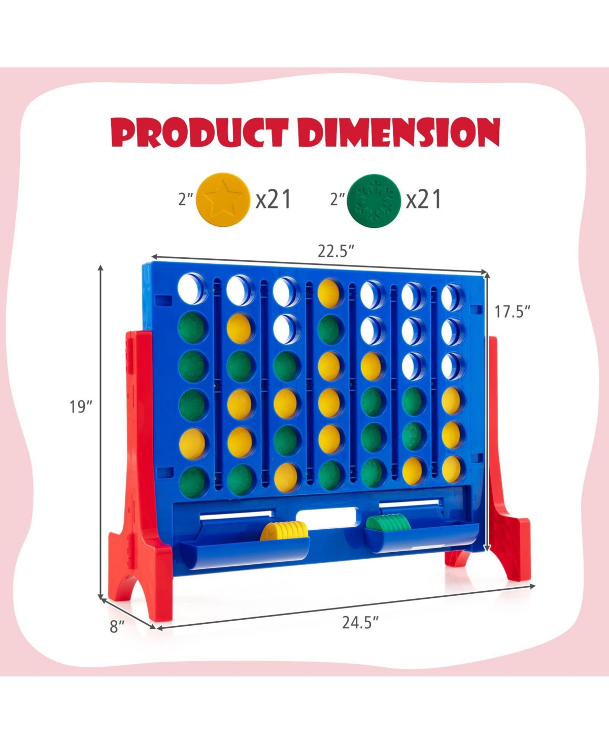 Mecale Jumbo 4-to-Score Connect Game Set with Carrying Bag and 42 Coins