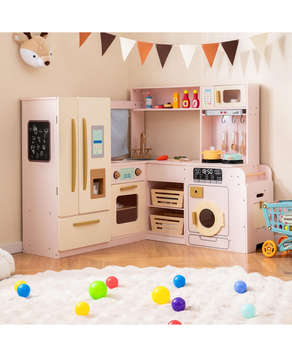 Mecale Corner Play Kitchen with Lights and Sounds for Ages 3+