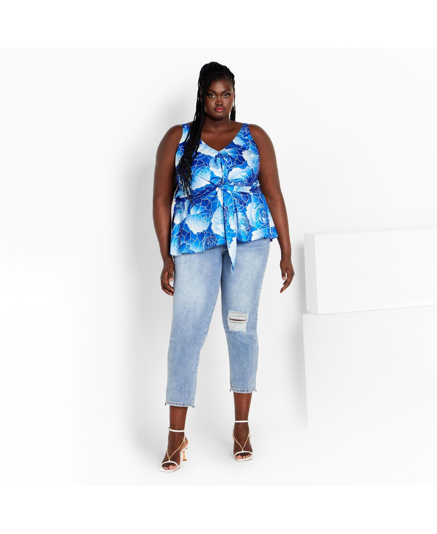 Женский топ CITY CHIC Plus Size Serena Print, цвет: Синий с принтом — фото 2