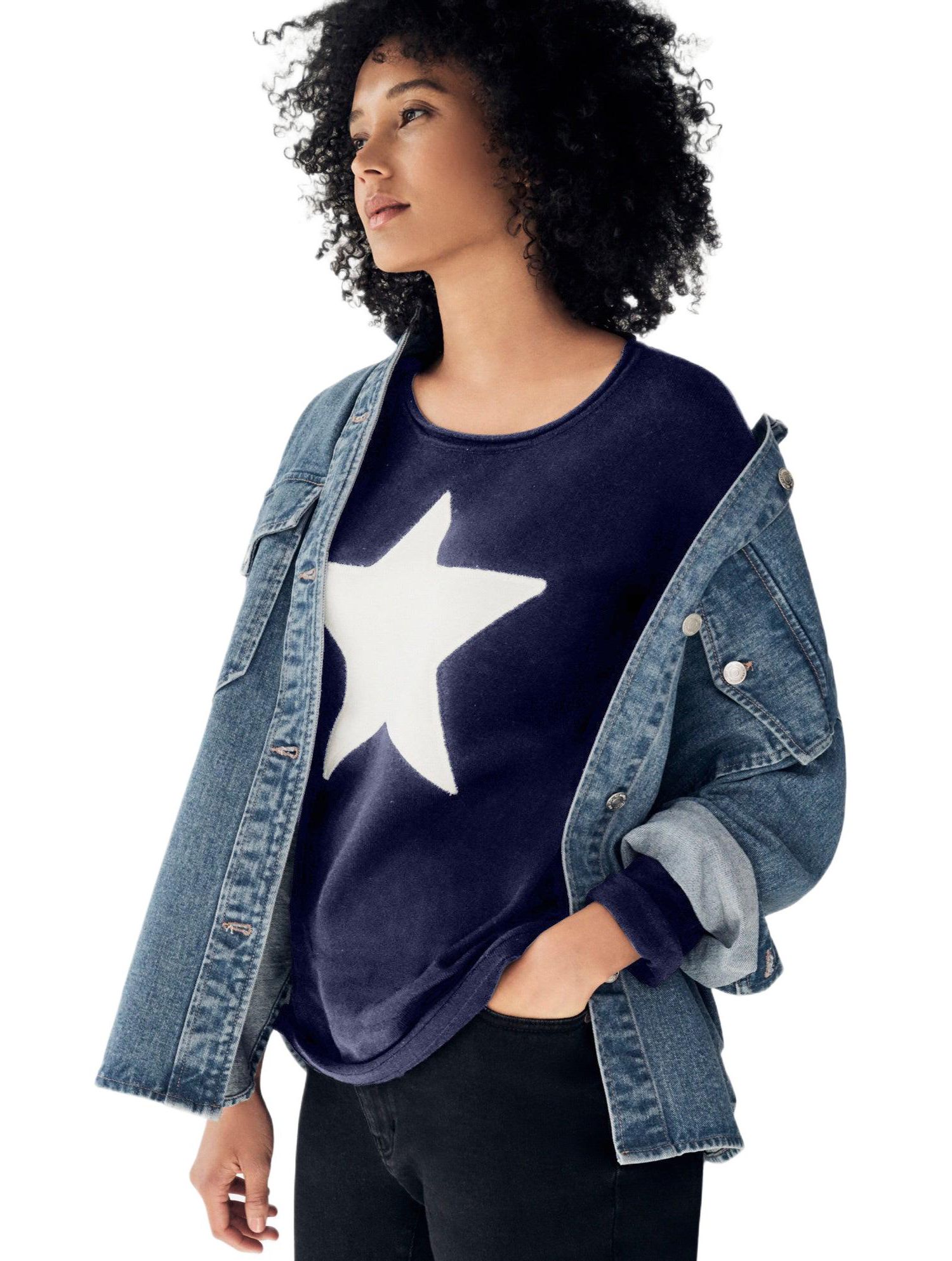 Women's Plus Size Star Applique Sweater