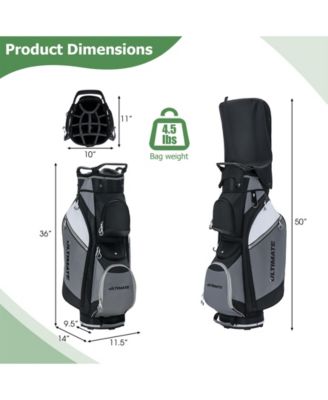 14-Way Golf Cart Stand Bag with Waterproof Rain Hood
