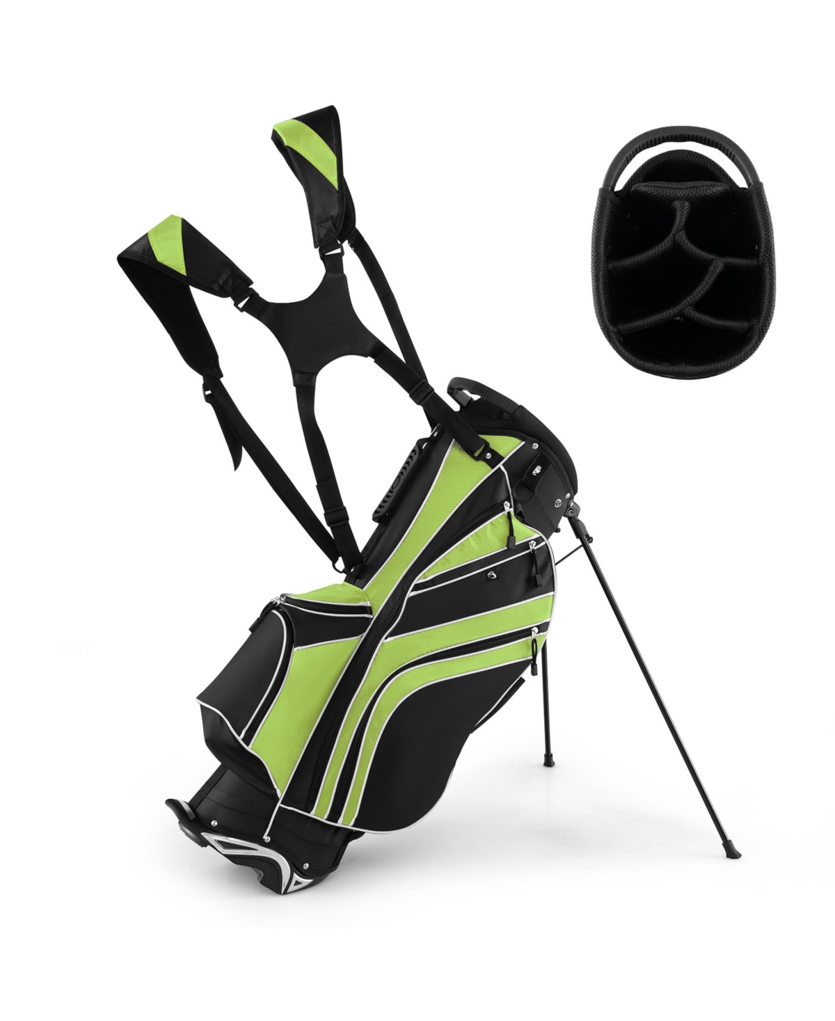 Sugift Golf Stand Cart Bag with 6-Way Divider Carry Pockets-Green