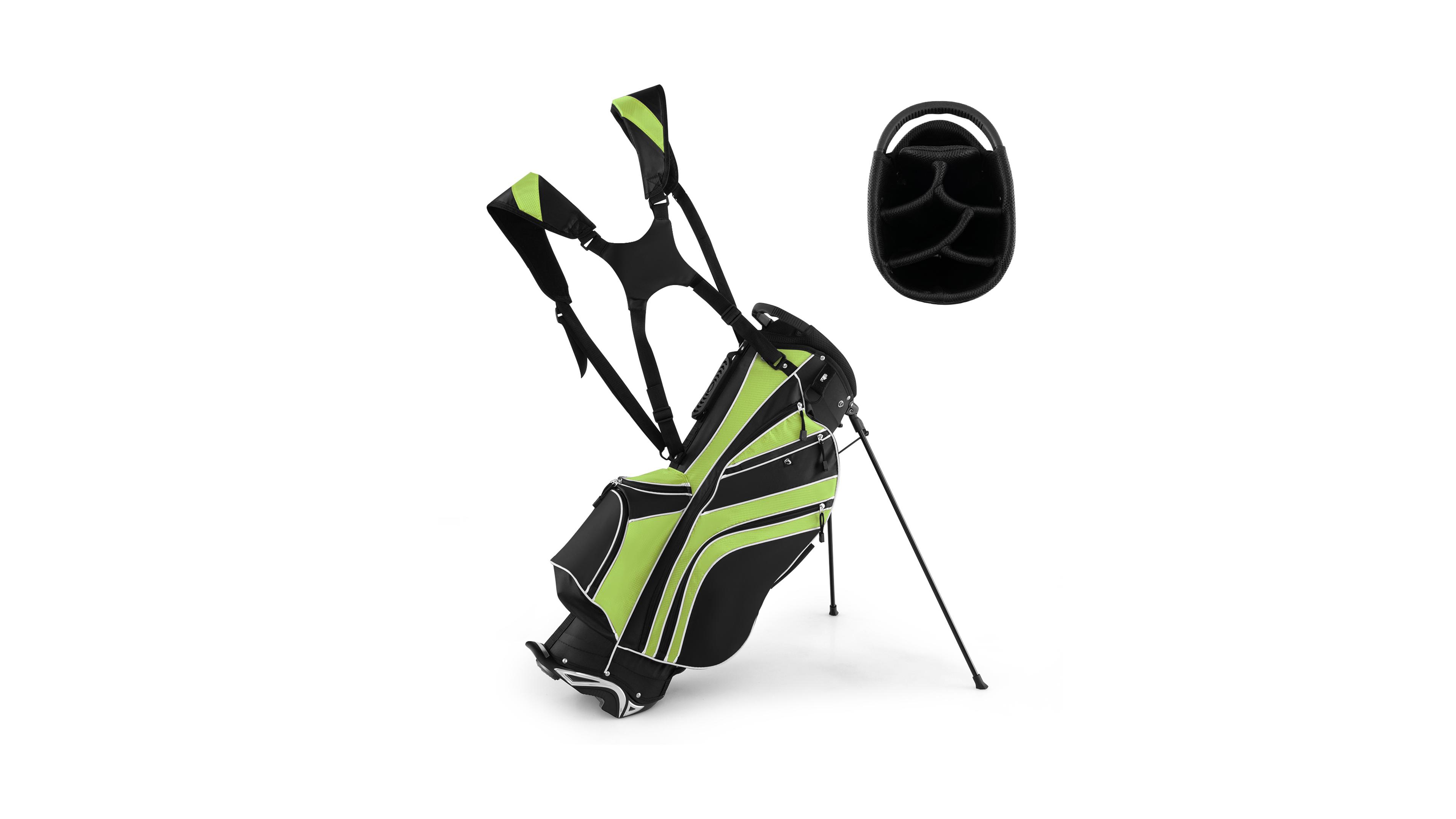 Sugift Golf Stand Cart Bag with 6-Way Divider Carry Pockets-Green