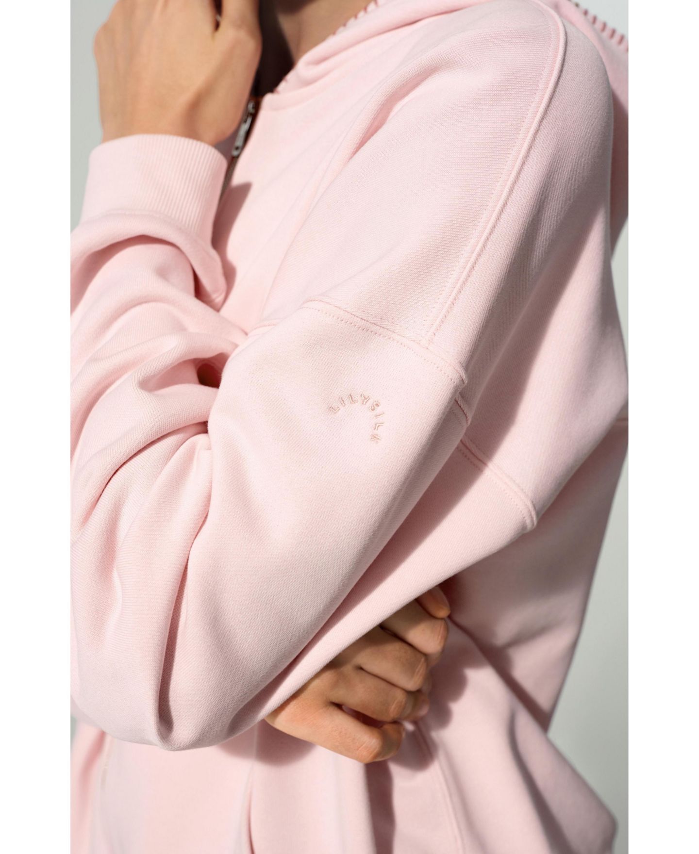 Женское худи LILYSILK Oversized Seamflow Full-Length Zip, цвет: Пудровый розовый — фото 4