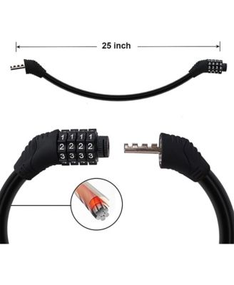 Bike Lock with 4-Digit Adjustable Combination Cable , 2Ft x 1/2 Inch