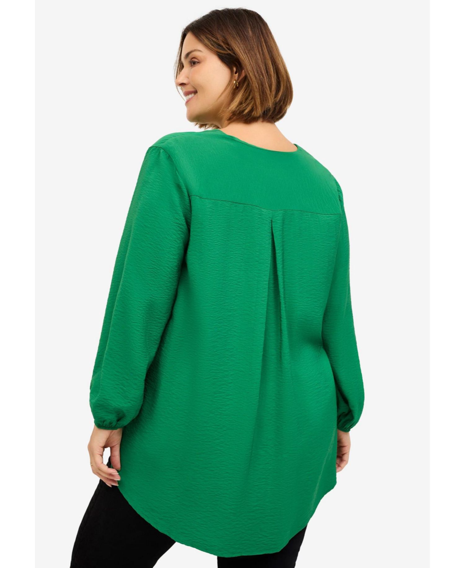 Women's Long Sleeve Inverted Pleat Tunic