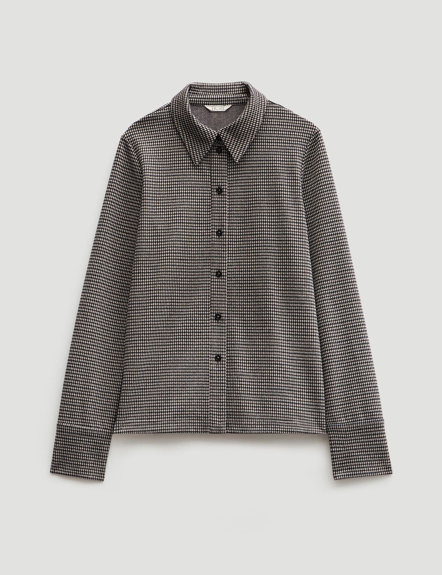 Женская рубашка Hush Fitted Check Jersey, цвет: Коричневый клетчатый — фото 6