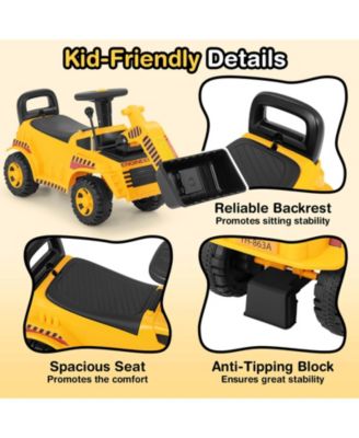 Kids Ride on Bulldozer with Adjustable Bucket Engine Sound Excavator Digger Toy