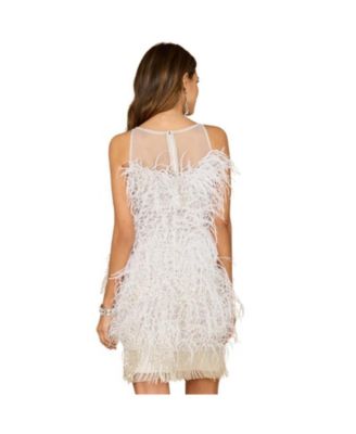 Women's Cocktail Dress with Feathers