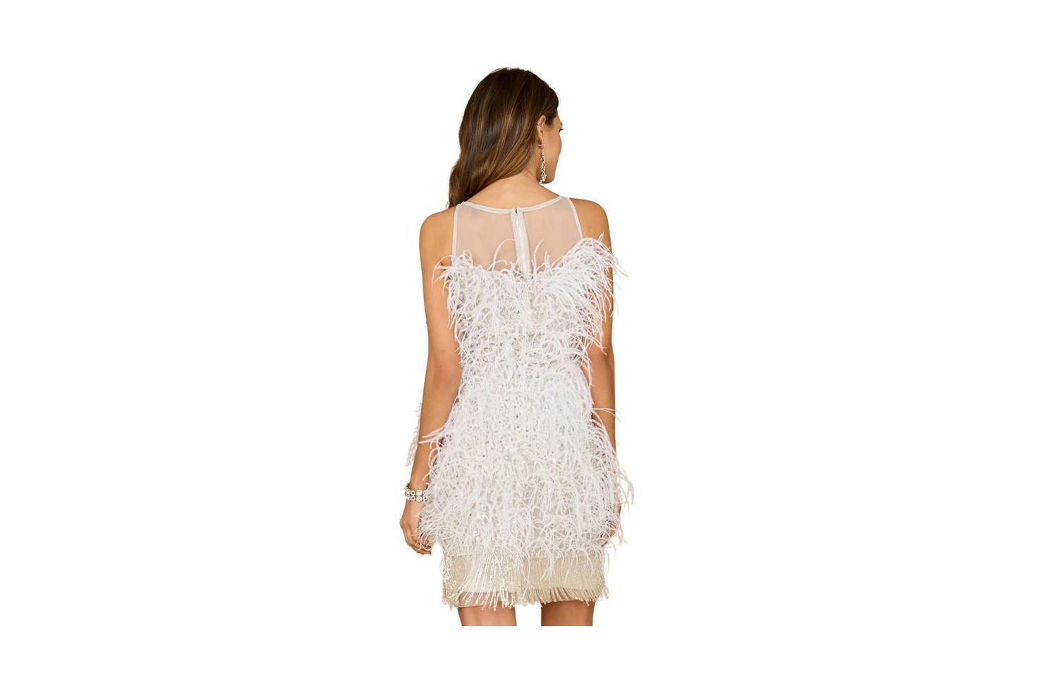 Women's Cocktail Dress with Feathers