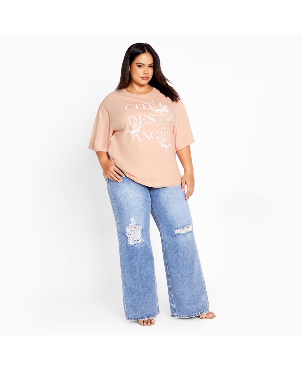 City Chic Women's Oversized Angels Tee