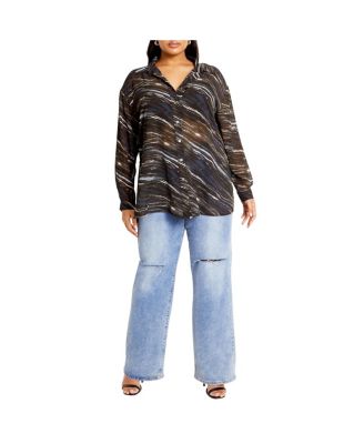 Plus Size Sheer Lover Print Shirt