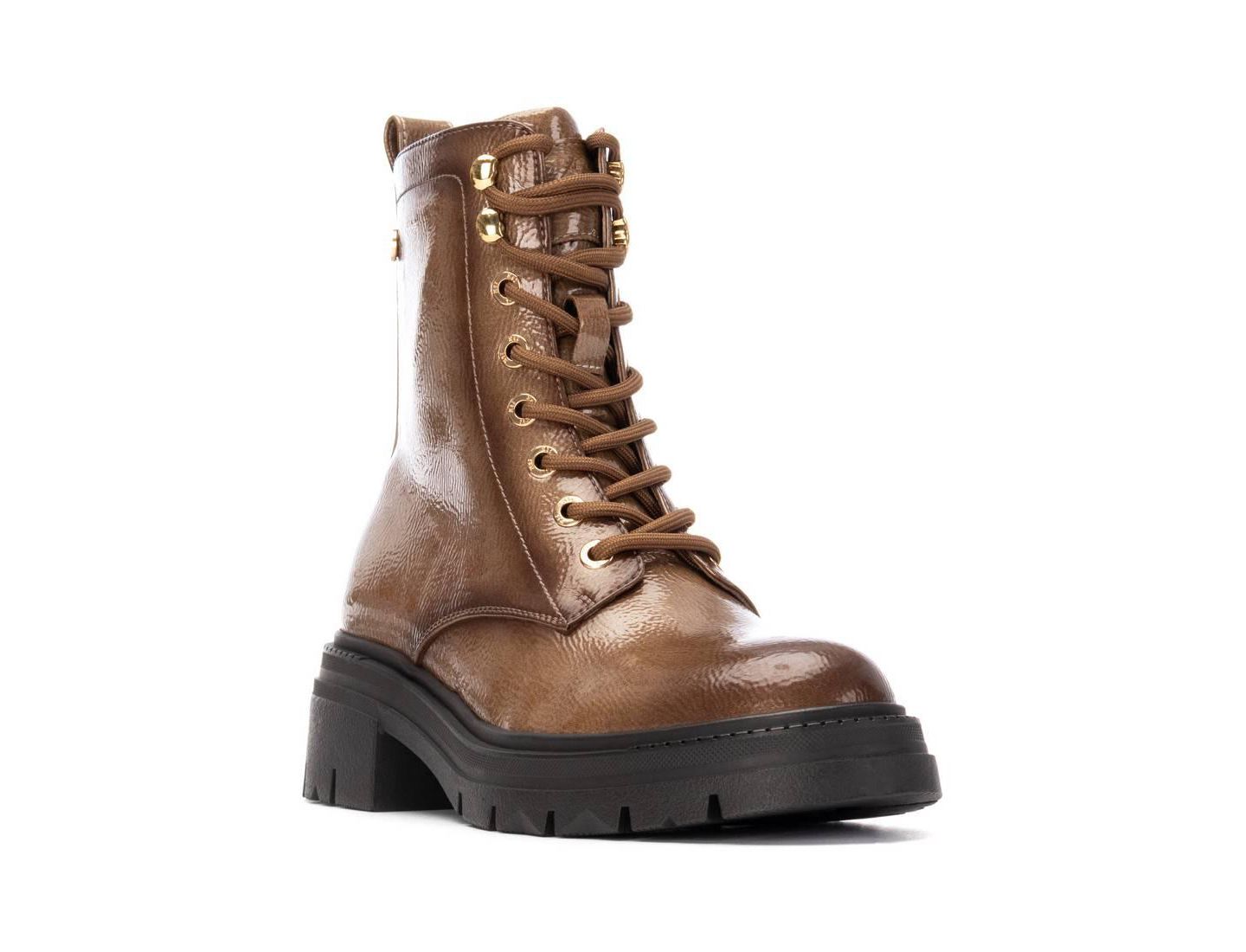 Женские ботинки XTI Patent Leather Combat Booties, цвет: Бежевый — фото 3