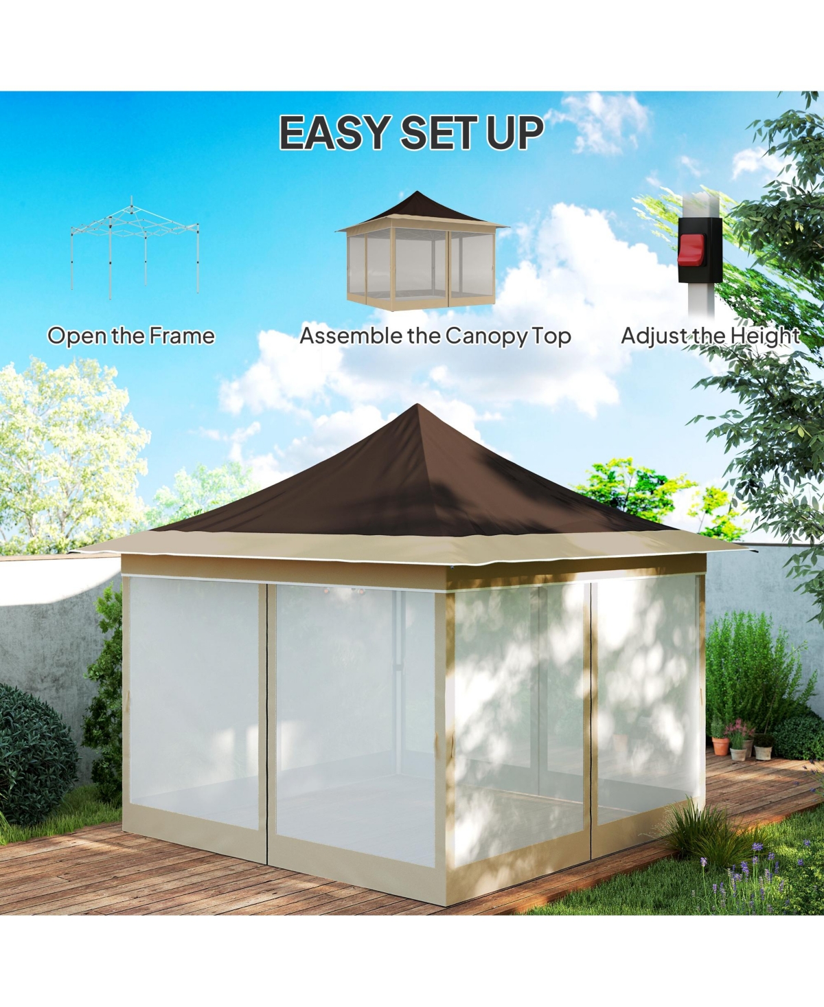 Outsunny 12 x ft. Pop Up Canopy Tent, Inst Shelter,