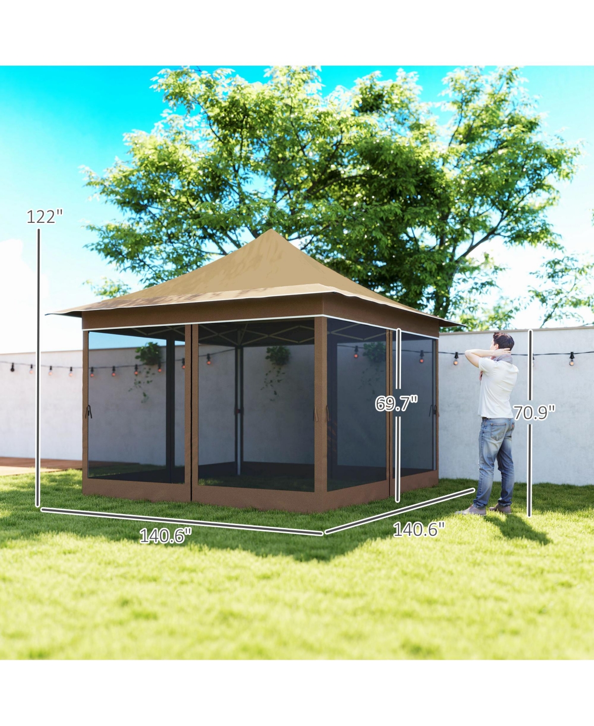 Outsunny 12 x ft. Pop Up Canopy Tent, Inst Shelter,