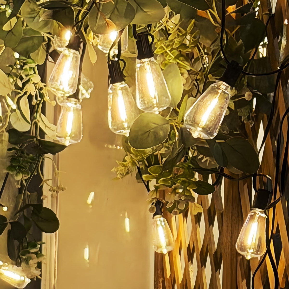 DELight 200Ft Led Outdoor String Lights Waterproof Dimmable 100 Shatterproof ST38 Vintage Edison Bulbs 2700K Hanging for Patio Cafe Garden Bistro