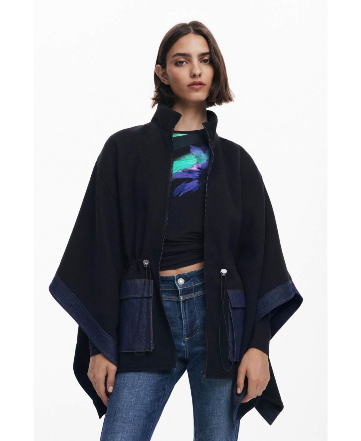 Desigual Women's Combined denim poncho