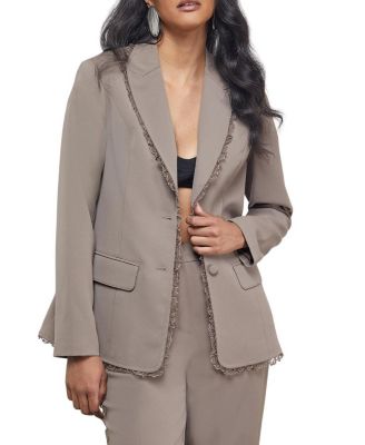 Women's Oversized Lace Frill Trim Blazer