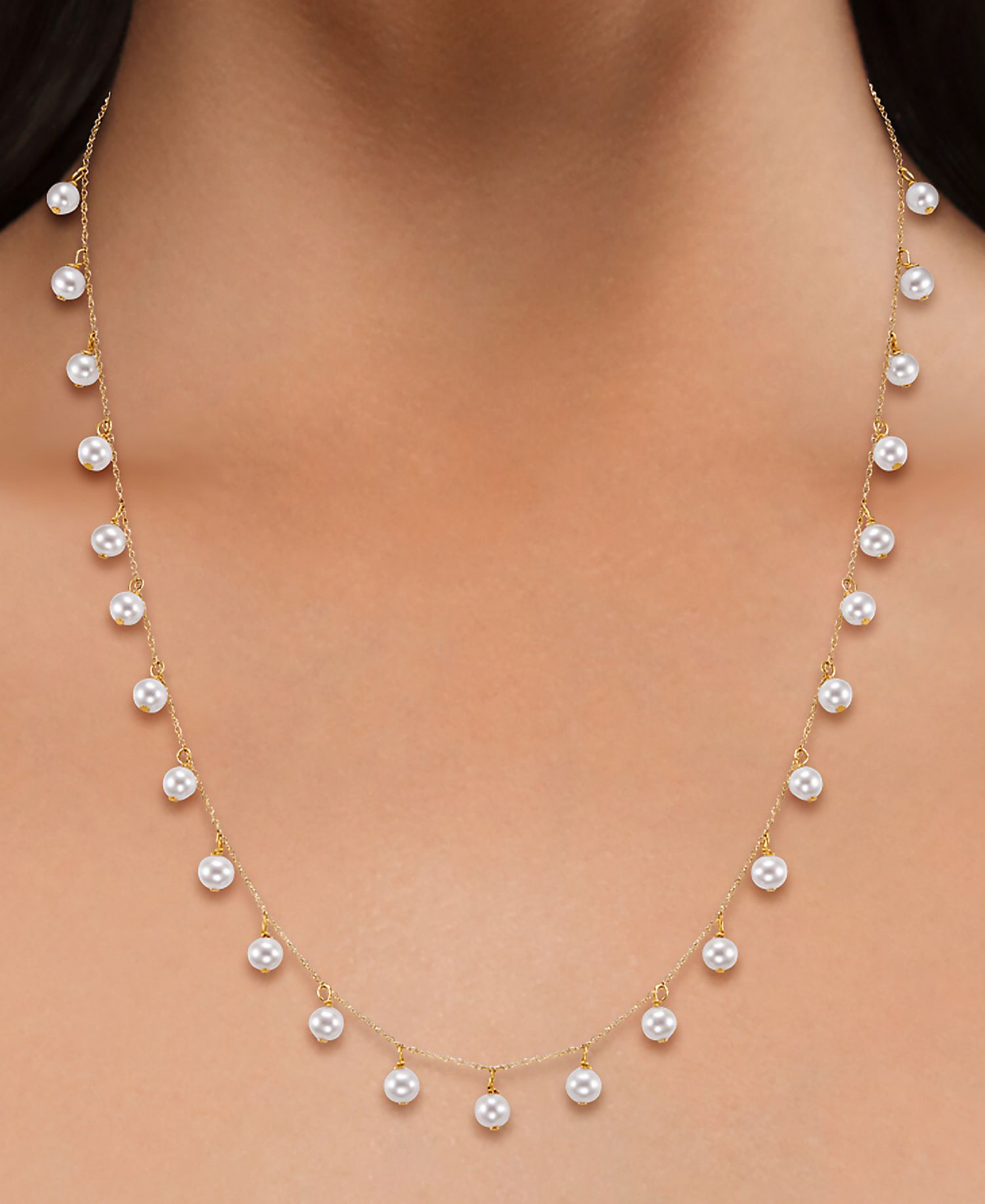 Cultured Freshwater Pearl Necklace (4-4.5mm) in 10k Yellow Gold