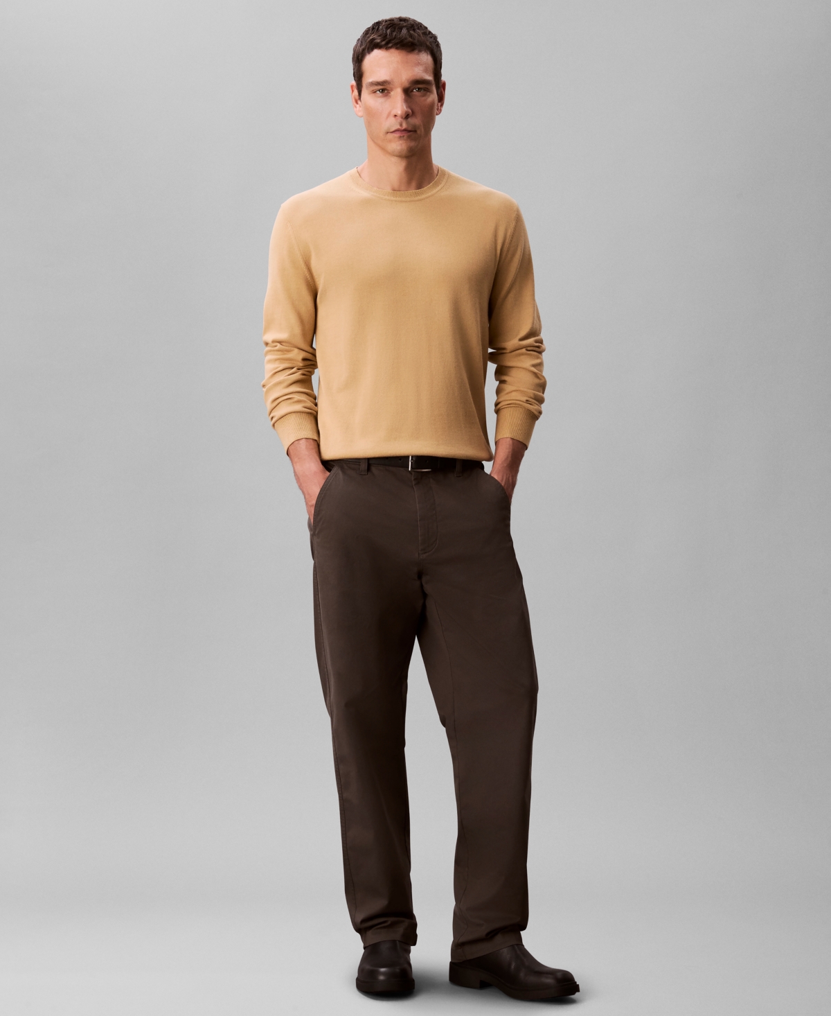 Calvin Klein Men's Supima Crewneck Sweater In Neutral