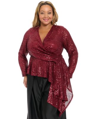 Muse - Plus Size Sequin Long-Sleeve Top