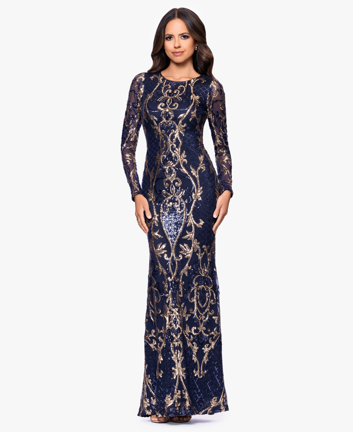 B&A By Betsy and Adam Women's Crewneck Dress - Navy/Gold