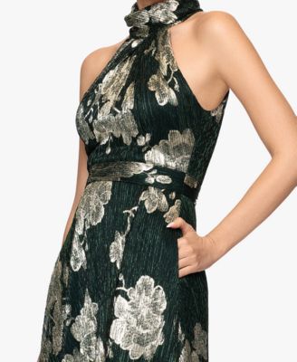 Women's Crinkle Foil Halter Dress