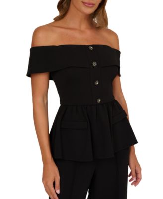 Women's Off-The-Shoulder Knit Crepe Jumpsuit
