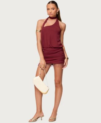 Women's Danit One Shoulder Fringed Mini Dress