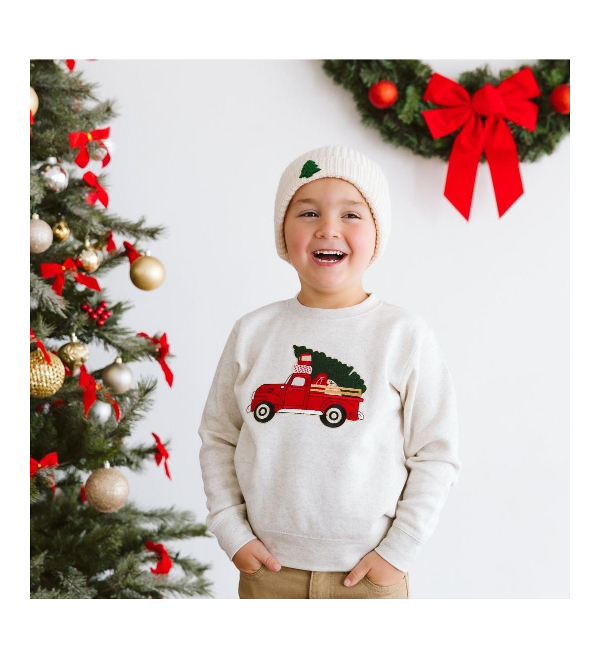 Sweet Wink Baby Boys Christmas Truck Patch Sweatshirt