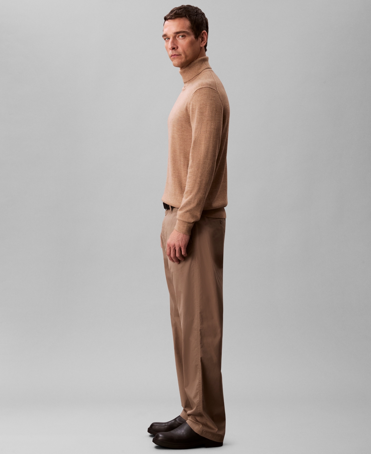 Calvin Klein Men's Merino Wool Blend Turtleneck Sweater In Brown