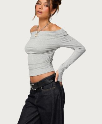 Women's Milane Ruched Off Shoulder Ribbed Top