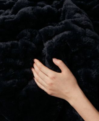 Ruched Reversible Faux-Fur Throw, 50" x 60"
