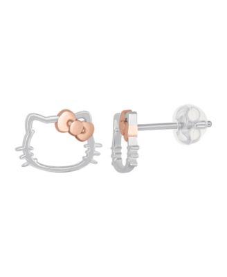 2-Pc. Two-Tone Hello Kitty Necklace and Earrings Set in Sterling Silver