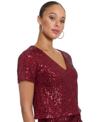 Women's Textured V-Neck Top