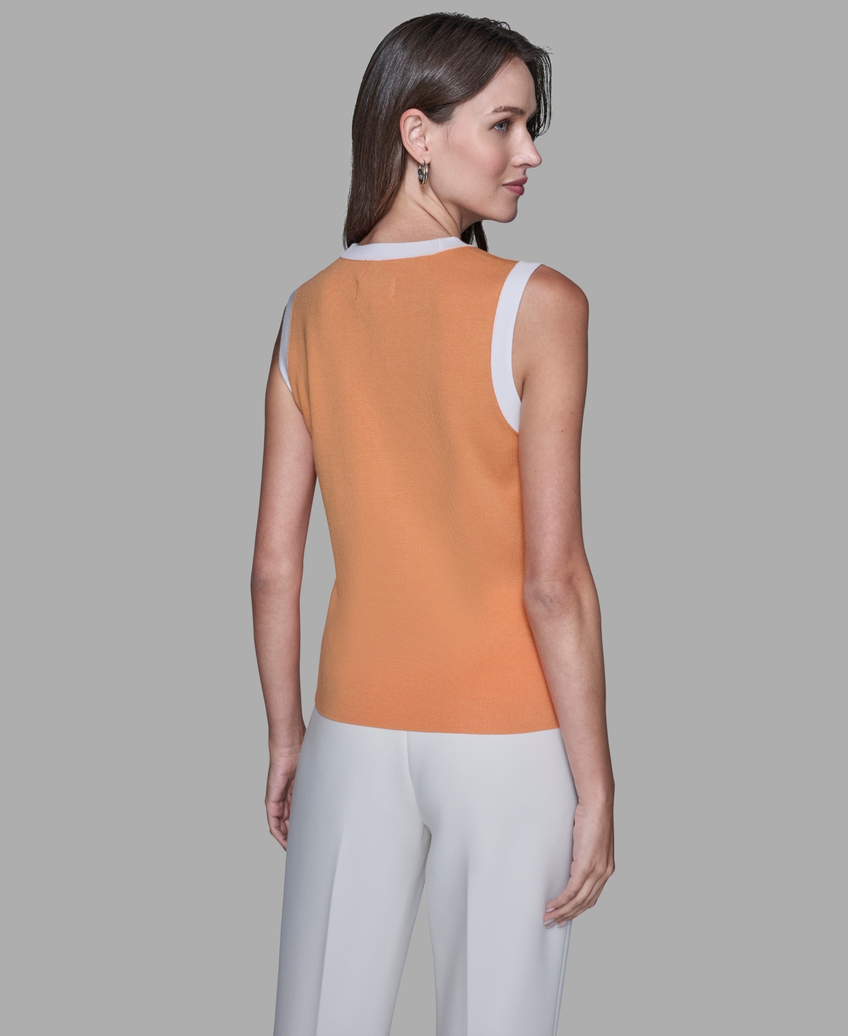 Karl Lagerfeld Women's Bow-tie Sleeveless Sweater In Orange