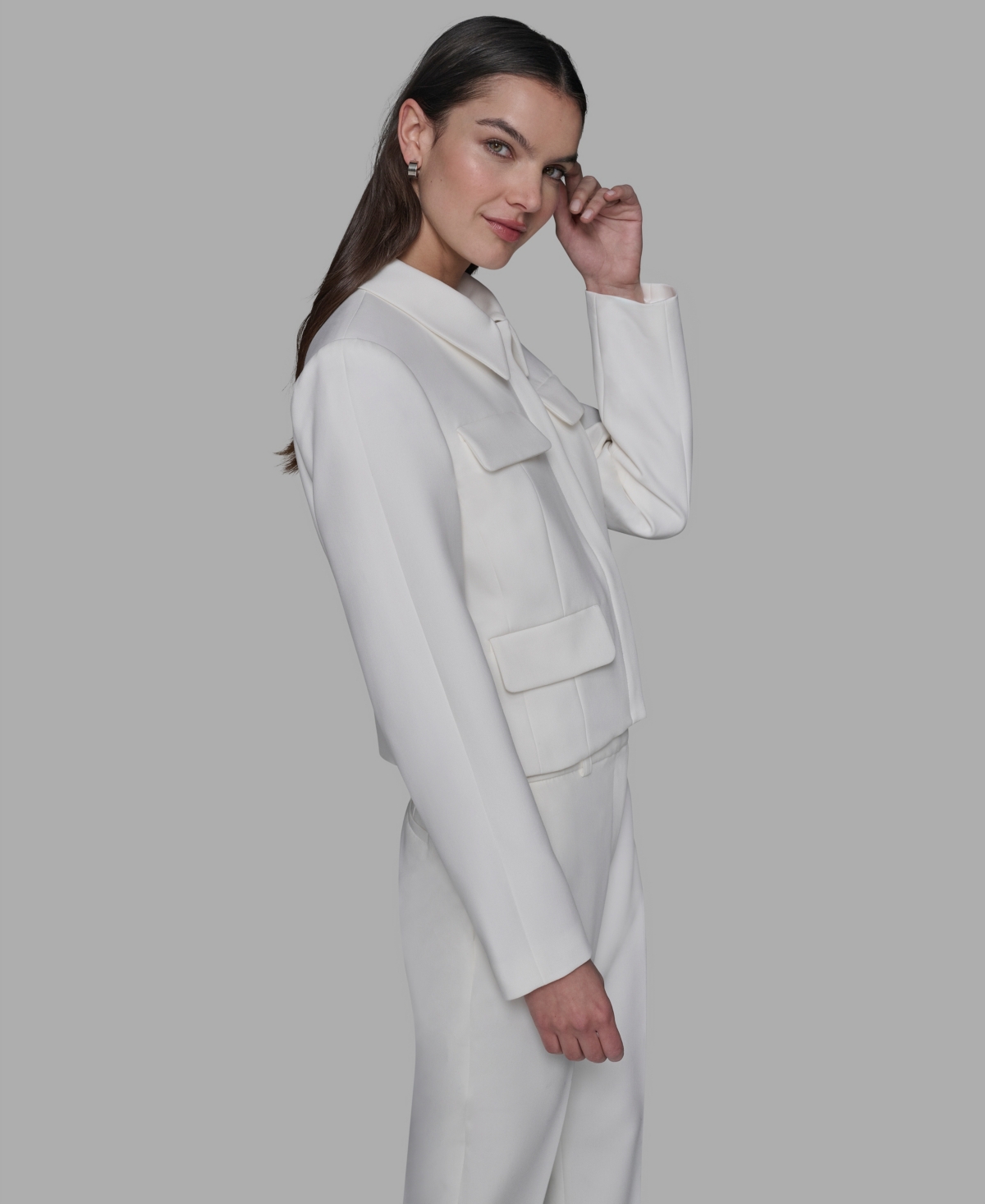 Karl Lagerfeld Women's Collared Jacket In White