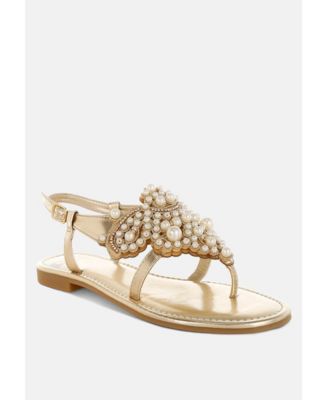 Womens Opazie Metallic Pearl Embellished Flats