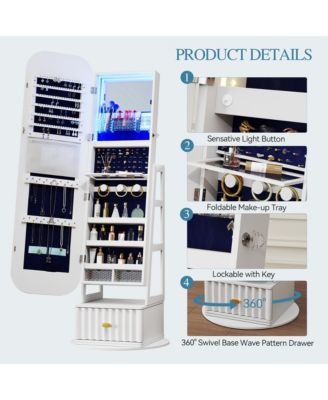 Standing Jewelry Cabinet with Full-Length Mirror & Storage