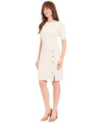 Women's Jewel Neck Jacquard Sheath Dress