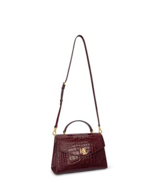 Crocodile-Embossed Medium Farrah Satchel Bag