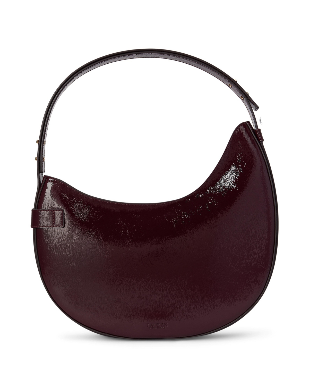 Ralph Lauren Crinkle Patent Leather Tasha Shoulder Bag In Burgundy