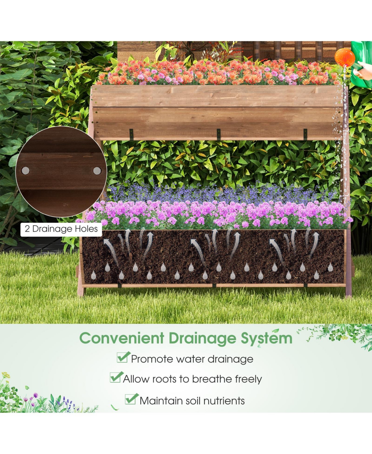 Sugift Vertical Raised Garden bed with 3 Wooden Planter Boxes