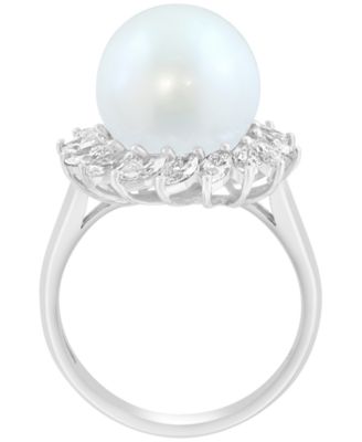 Freshwater Pearl (11mm) and Lab Grown Diamond Ring (7/8 ct. t.w.) in 14K White Gold