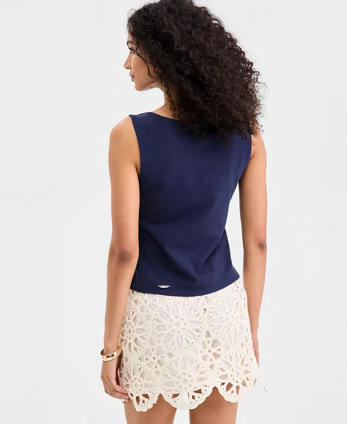 Women's Knit Sleeveless Boat-Neck Top - thumbnail 7