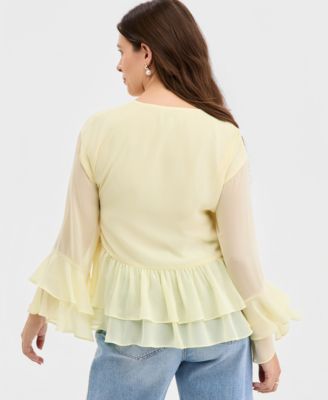Women's Long Sleeve Chiffon Ruffle Blouse, Macy's Exclusive